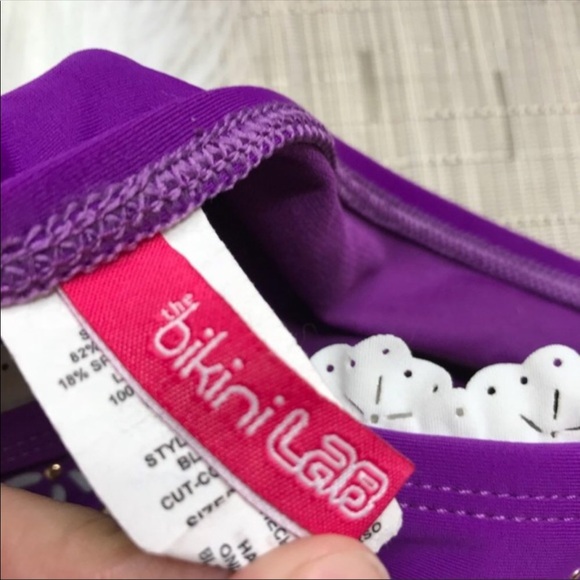 The Bikini Lab Purple Bikini White Lace Trim S - Picture 3 of 5